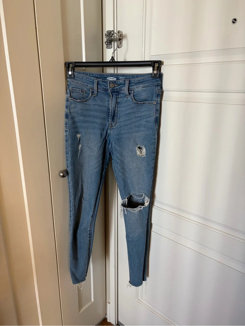 Blue Distressed High Rise Skinny Jeans